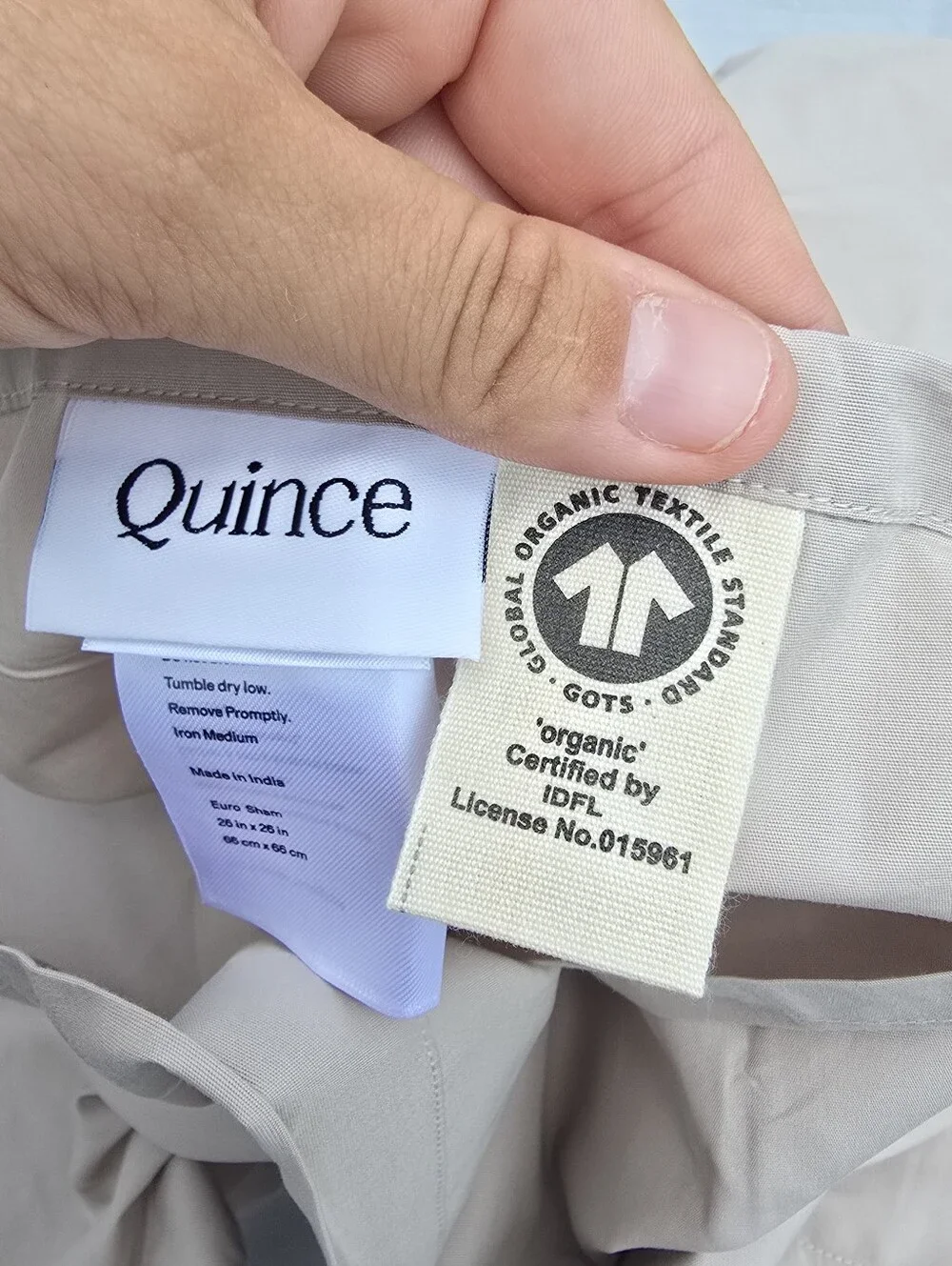 NWOT Quince DOVE Euro Sham Crisp Organic Percale Cotton